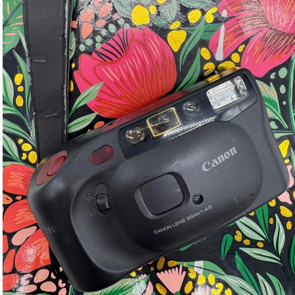 Canon Sure Shot Joy Date 35mm Film Camera Black Point and Shoot 35mm 1:4.5 Lens